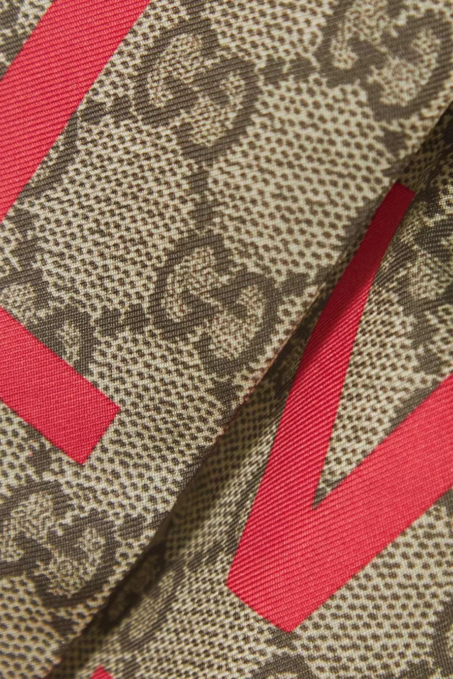 GUCCI Bedrucktes Tuch Aus Seiden-Twill Mit Fransen ,Beige 3 GUCCI Bedrucktes Tuch Aus Seiden-Twill Mit Fransen ,Beige – Bild 3