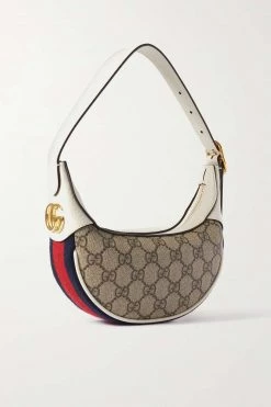GUCCI Ophidia Schultertasche Aus Beschichtetem Canvas Mit Print, Besätzen Aus Strukturiertem Leder Und Webstreifen ,Weiß