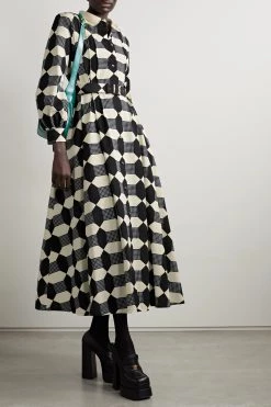 GUCCI Aria Midi-Hemdblusenkleid Aus Faille Aus Einer Baumwollmischung Mit Print Und Gürtel ,Elfenbein -Offizielle GUCCI Website w920 q60 1632