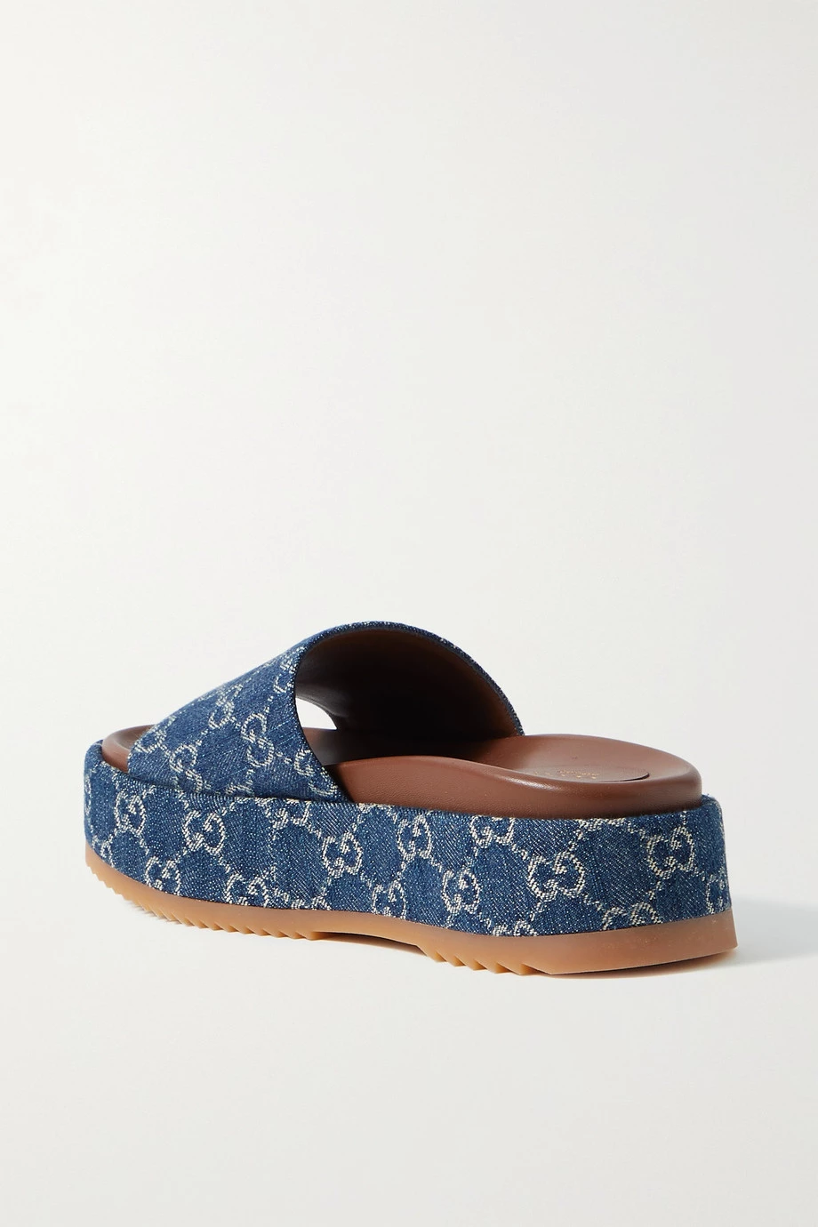 GUCCI Angelina Pantoletten Aus Bio-Denim Mit Logomuster Und Plateau ,Blau 3 GUCCI Angelina Pantoletten Aus Bio-Denim Mit Logomuster Und Plateau ,Blau – Bild 3