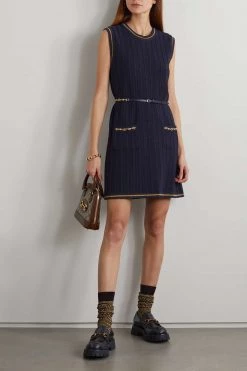 GUCCI Verziertes Minikleid Aus Einer Woll-Baumwollmischung In Zopfstrick Mit Gürtel ,Navy 11 GUCCI Verziertes Minikleid Aus Einer Woll-Baumwollmischung In Zopfstrick Mit Gürtel ,Navy -Offizielle GUCCI Website w920 q60 1654