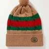 GUCCI Beanie Aus Wolle In Zopfstrick Mit Pompon ,Camel
