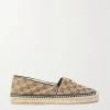 GUCCI Pilar Verzierte Espadrilles Aus Canvas Mit Logomuster Und Lederbesatz ,Beige