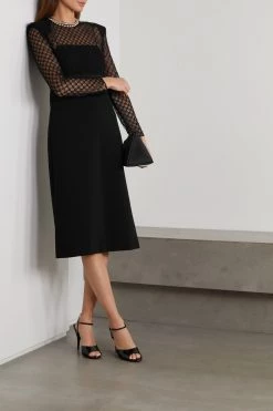 GUCCI Midikleid Aus Besticktem Tüll Und Zweifarbigem Crêpe ,Schwarz -Offizielle GUCCI Website w920 q60 1695