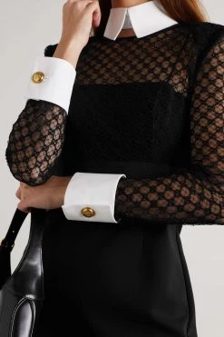 GUCCI Midikleid Aus Besticktem Tüll Und Zweifarbigem Crêpe ,Schwarz -Offizielle GUCCI Website w920 q60 1697