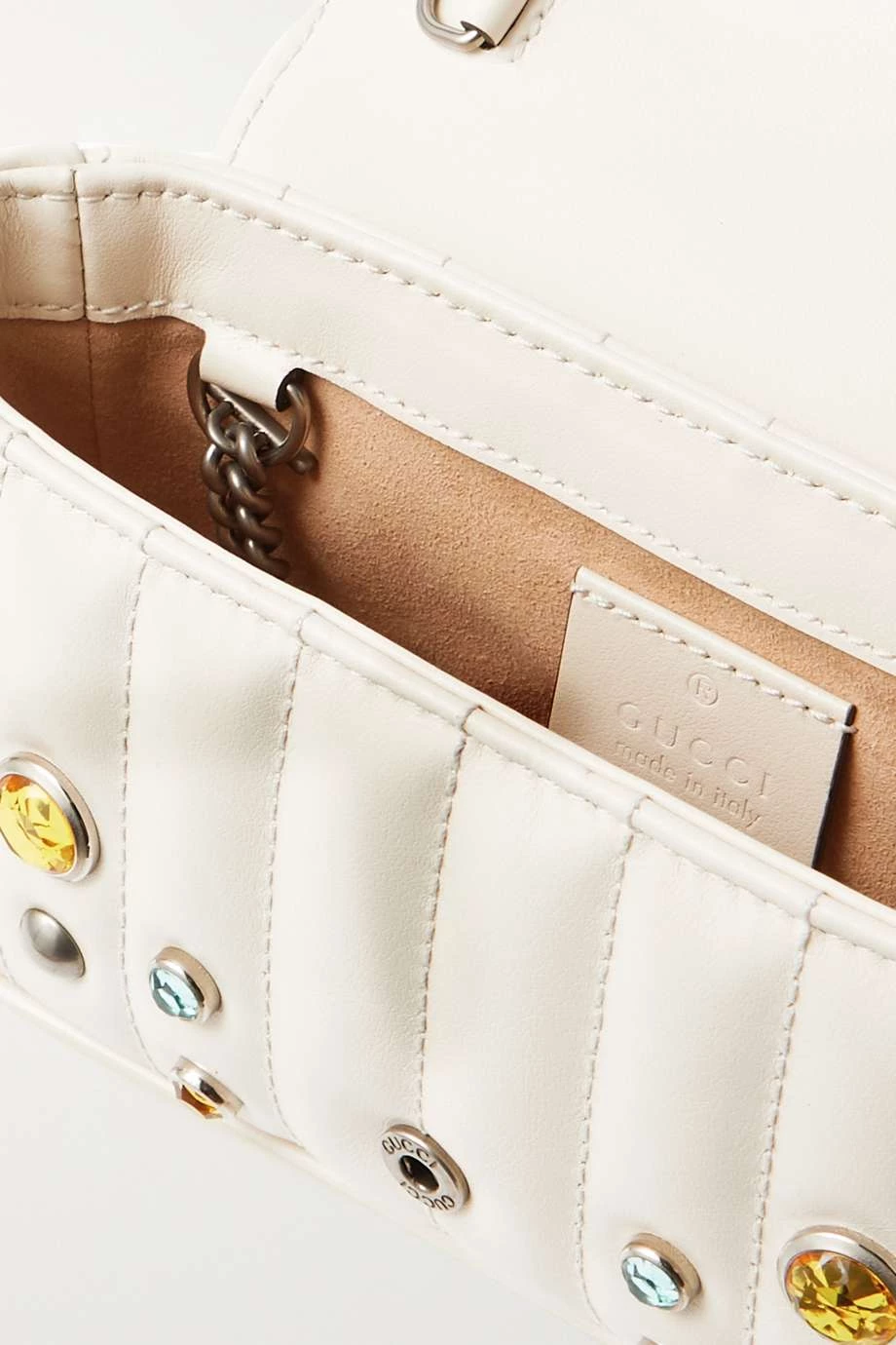 GUCCI GG Marmont Super Mini Schultertasche Aus Gestepptem Leder Mit Verzierungen ,Weiß 5 GUCCI GG Marmont Super Mini Schultertasche Aus Gestepptem Leder Mit Verzierungen ,Weiß – Bild 5