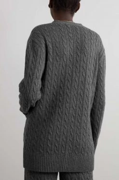 GUCCI Cardigan Aus Kaschmir In Zopfstrick ,Grau -Offizielle GUCCI Website w920 q60 1718