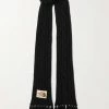 GUCCI + The North Face Schal Aus Wolle In Zopfstrick Mit Applikation Und Fransen ,Schwarz