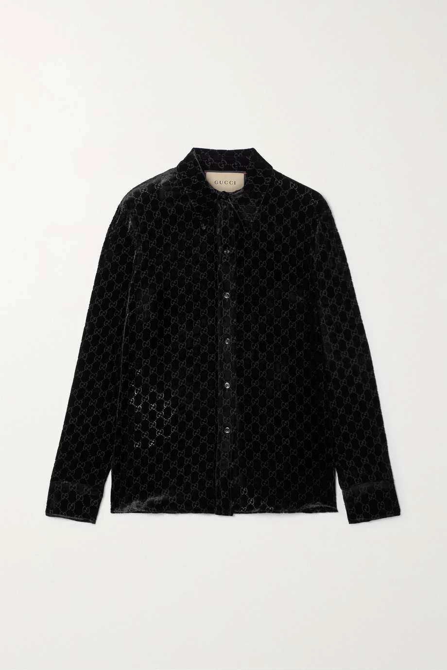 GUCCI Hemd Aus Devoré-Samt ,Schwarz 1 GUCCI Hemd Aus Devoré-Samt ,Schwarz