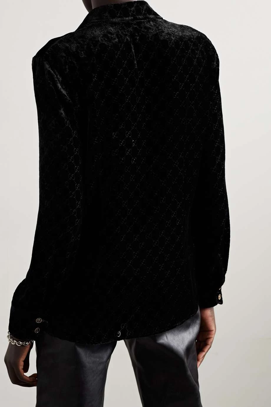 GUCCI Hemd Aus Devoré-Samt ,Schwarz 4 GUCCI Hemd Aus Devoré-Samt ,Schwarz – Bild 4