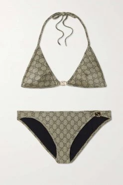 GUCCI Verzierter Bikini Mit Print ,Beige