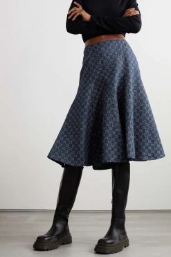 GUCCI Midirock Aus Bio-Denim Mit Jacquard-Muster Und Besatz Aus Leder Mit Eidechseneffekt ,Blau -Offizielle GUCCI Website w920 q60 1749