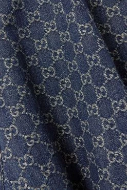 GUCCI Midirock Aus Bio-Denim Mit Jacquard-Muster Und Besatz Aus Leder Mit Eidechseneffekt ,Blau -Offizielle GUCCI Website w920 q60 1751