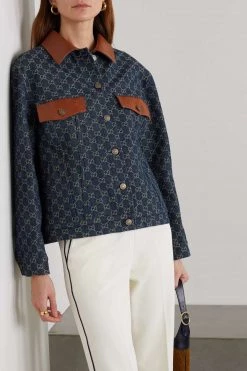 GUCCI Jacke Aus Denim Mit Jacquard-Muster Und Besätzen Aus Leder Mit Eidechseneffekt ,Blau -Offizielle GUCCI Website w920 q60 1763