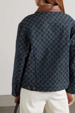 GUCCI Jacke Aus Denim Mit Jacquard-Muster Und Besätzen Aus Leder Mit Eidechseneffekt ,Blau -Offizielle GUCCI Website w920 q60 1764