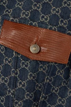 GUCCI Jacke Aus Denim Mit Jacquard-Muster Und Besätzen Aus Leder Mit Eidechseneffekt ,Blau -Offizielle GUCCI Website w920 q60 1765