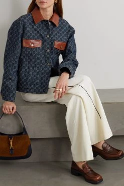 GUCCI Jacke Aus Denim Mit Jacquard-Muster Und Besätzen Aus Leder Mit Eidechseneffekt ,Blau -Offizielle GUCCI Website w920 q60 1766