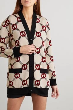 GUCCI Wendbarer Cardigan Aus Einer Wollmischung Mit Jacquard-Muster ,Creme -Offizielle GUCCI Website w920 q60 1776