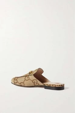 GUCCI Princetown Slippers Aus Canvas Mit Jacquard-Muster, Lederbesatz Und Horsebit-Detail ,Beige -Offizielle GUCCI Website w920 q60 1795