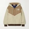 GUCCI + The North Face Kapuzenjacke Aus Canvas Aus Einer Baumwollmischung Mit Jacquard-Muster Und Stickerei ,Beige