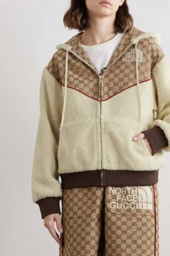 GUCCI + The North Face Kapuzenjacke Aus Canvas Aus Einer Baumwollmischung Mit Jacquard-Muster Und Stickerei ,Beige -Offizielle GUCCI Website w920 q60 1816