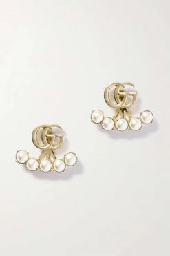 GUCCI Goldfarbene Ohrringe Mit Kunstperlen