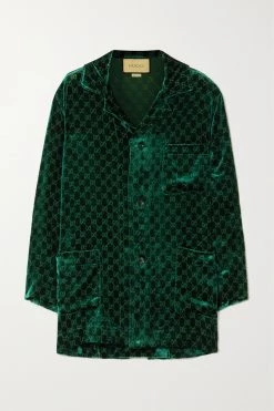 GUCCI Oversized-Hemd Aus Devoré-Samt ,Grün
