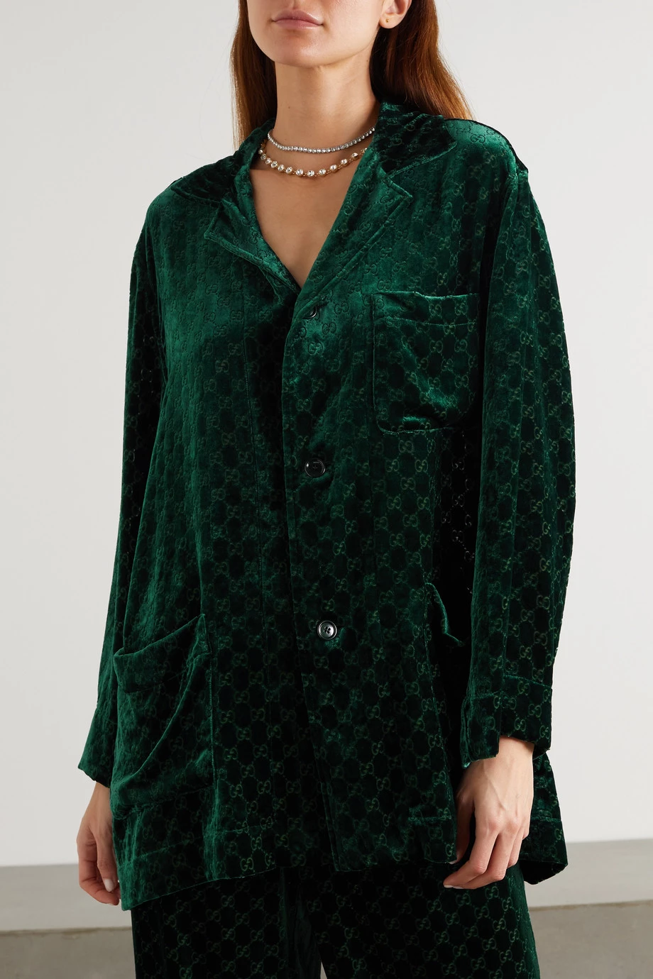 GUCCI Oversized-Hemd Aus Devoré-Samt ,Grün 3 GUCCI Oversized-Hemd Aus Devoré-Samt ,Grün – Bild 3