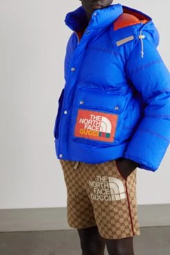 GUCCI + The North Face Daunenjacke Aus Gestepptem Shell Mit Print Und Kapuze ,Blau -Offizielle GUCCI Website w920 q60 1839