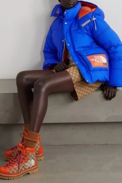 GUCCI + The North Face Daunenjacke Aus Gestepptem Shell Mit Print Und Kapuze ,Blau -Offizielle GUCCI Website w920 q60 1843