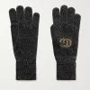 GUCCI Handschuhe Aus Metallic-Intarsienstrick ,Schwarz