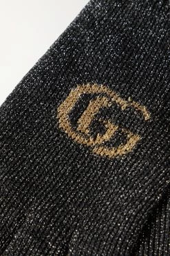 GUCCI Handschuhe Aus Metallic-Intarsienstrick ,Schwarz -Offizielle GUCCI Website w920 q60 1854