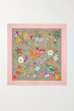 GUCCI Tuch Aus Bedrucktem Seiden-Twill ,Beige