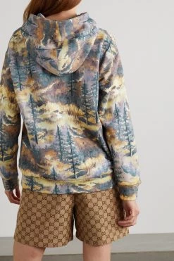 GUCCI + The North Face Hoodie Aus Bedrucktem Baumwoll-Jersey ,Grün -Offizielle GUCCI Website w920 q60 1869