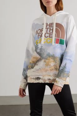 GUCCI + The North Face Hoodie Aus Bedrucktem Baumwoll-Jersey ,Grün -Offizielle GUCCI Website w920 q60 1880