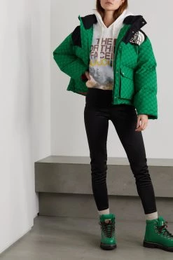 GUCCI + The North Face Hoodie Aus Bedrucktem Baumwoll-Jersey ,Grün -Offizielle GUCCI Website w920 q60 1883