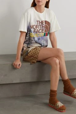 GUCCI + The North Face T-Shirt Aus Baumwoll-Jersey Mit Print ,Grün -Offizielle GUCCI Website w920 q60 1886