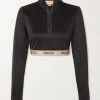 GUCCI + The North Face Verkürztes Sweatshirt Aus Technischem Jersey Aus Einer Baumwollmischung ,Schwarz
