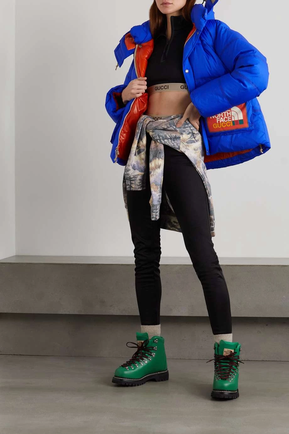 GUCCI + The North Face Verkürztes Sweatshirt Aus Technischem Jersey Aus Einer Baumwollmischung ,Schwarz 2 GUCCI + The North Face Verkürztes Sweatshirt Aus Technischem Jersey Aus Einer Baumwollmischung ,Schwarz – Bild 2