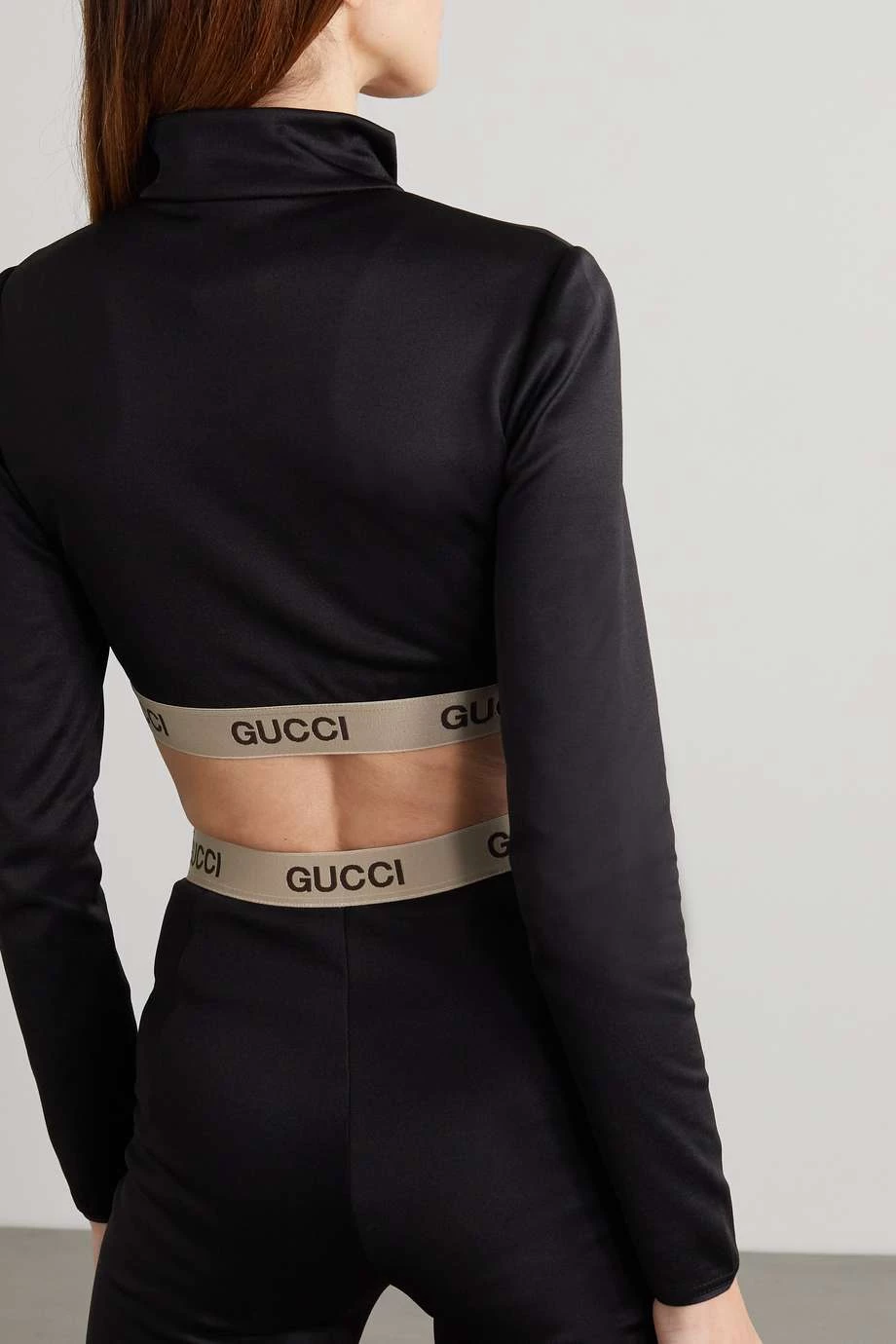 GUCCI + The North Face Verkürztes Sweatshirt Aus Technischem Jersey Aus Einer Baumwollmischung ,Schwarz 4 GUCCI + The North Face Verkürztes Sweatshirt Aus Technischem Jersey Aus Einer Baumwollmischung ,Schwarz – Bild 4