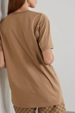 GUCCI + The North Face T-Shirt Aus Baumwoll-Jersey Mit Print ,Camel -Offizielle GUCCI Website w920 q60 1905