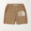 GUCCI + The North Face Shorts Aus Canvas Aus Einer Baumwollmischung Mit Jacquard-Muster Und Stickereien ,Camel