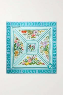 GUCCI Tuch Aus Bedrucktem Seiden-Twill ,Blau