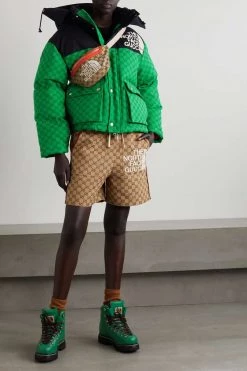 GUCCI + The North Face Daunenjacke Aus Canvas Aus Einer Baumwollmischung Mit Jacquard-Muster Und Kapuze ,Grün -Offizielle GUCCI Website w920 q60 1920