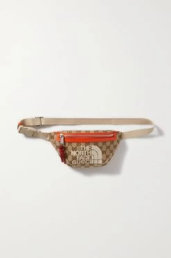 GUCCI + The North Face Gürteltasche Aus Beschichtetem Canvas Mit Jacquard-Muster Und Stickereien ,Orange