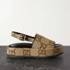 GUCCI Angelina Slingback-Sandalen Aus Canvas Mit Logomuster Und Plateau ,Beige