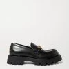 GUCCI Loafers Aus Leder Mit Horsebit-Detail, Plateau Und Metallic-Stickerei ,Schwarz