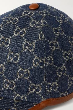 GUCCI Baseballkappe Aus Denim Mit Jacquard-Muster Und Lederbesätzen ,Blau -Offizielle GUCCI Website w920 q60 1966