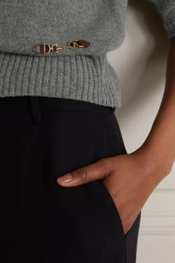 GUCCI Kaschmirpullover Mit Lederbesätzen Und Horsebit-Detail ,Grau -Offizielle GUCCI Website w920 q60 1989