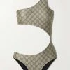 GUCCI Asymmetrischer Badeanzug Mit Cut-outs ,Beige
